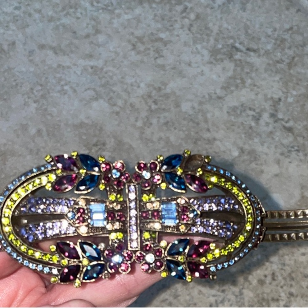 Heidi Daus vintage Gold Ornate multicolor stone(none missing) Barrette